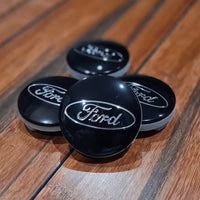 Ford 54mm Sport Wheel Centre Caps - Gloss Black & Chrome Edition (4-Piece Set)