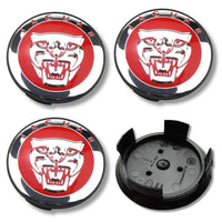 Jaguar 59mm Wheel Centre Caps - Sport Red Growler Face Badges (4 Pcs)