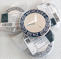 Mercedes 75mm Wheel Centre Caps - Traditional Blue Laurel Wreath Badges (4 Pcs)