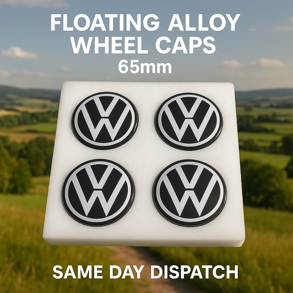 VW Dynamic Floating Wheel Centre Caps - Motionless Spinning Badges (4 Pcs)