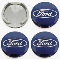 Ford 54mm Wheel Centre Caps - Classic Blue & Silver Oval Badges (4-Piece Set)