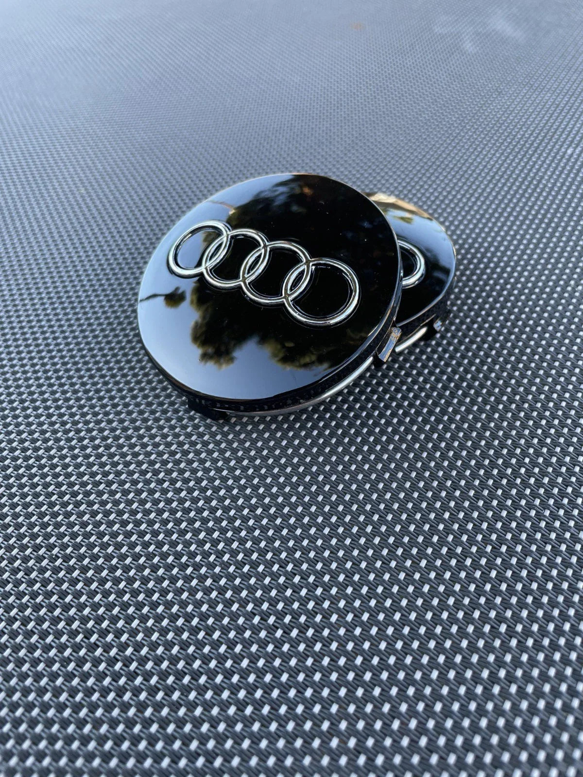 Audi 60mm Wheel Centre Caps - Gloss Black 4-Ring Alloy Badges (4-Piece Set)