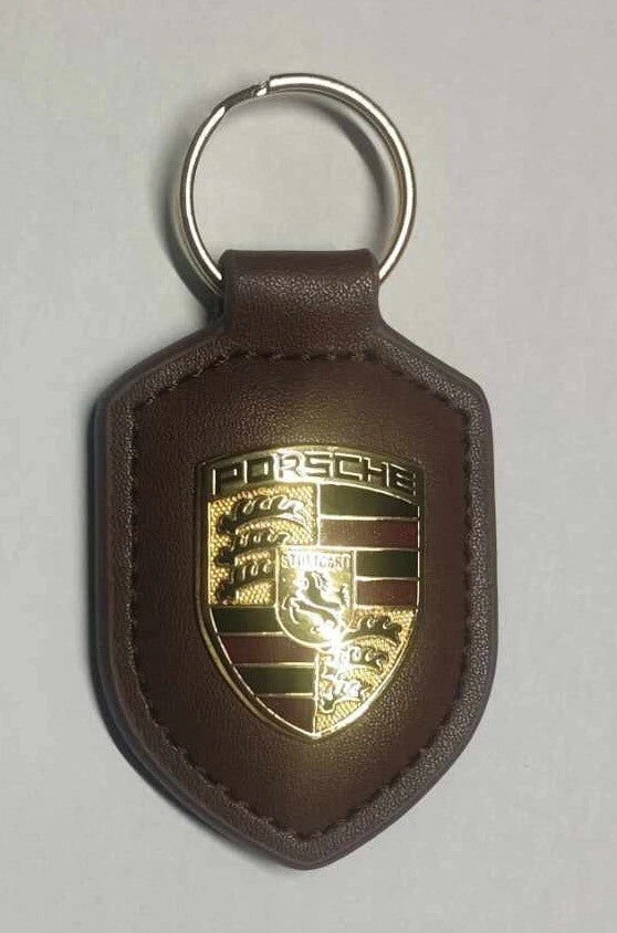 Porsche Leather Crest Keyring – 911, GT3 & Taycan Turbo Keychain